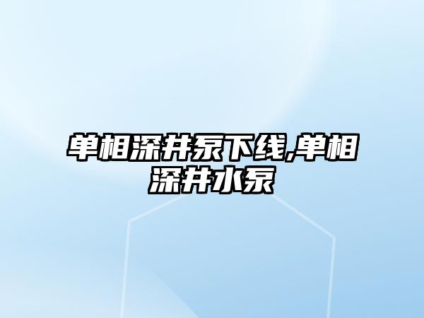 單相深井泵下線,單相深井水泵