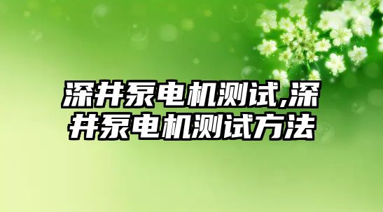 深井泵電機(jī)測(cè)試,深井泵電機(jī)測(cè)試方法