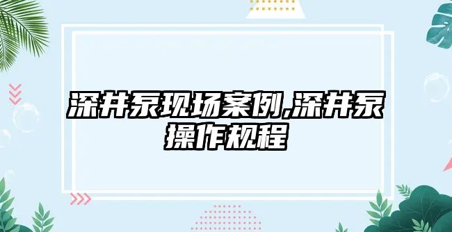 深井泵現(xiàn)場案例,深井泵操作規(guī)程