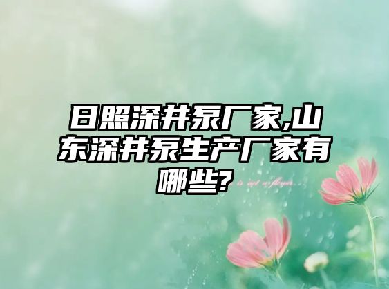 日照深井泵廠家,山東深井泵生產廠家有哪些?