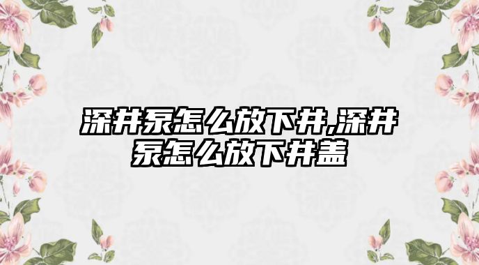 深井泵怎么放下井,深井泵怎么放下井蓋