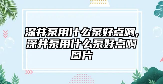 深井泵用什么泵好點啊,深井泵用什么泵好點啊圖片