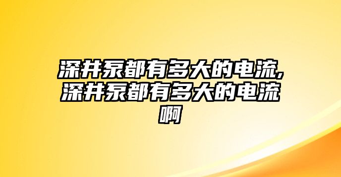 深井泵都有多大的電流,深井泵都有多大的電流啊