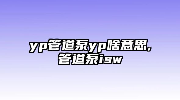 yp管道泵yp啥意思,管道泵isw