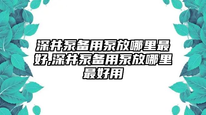 深井泵備用泵放哪里最好,深井泵備用泵放哪里最好用