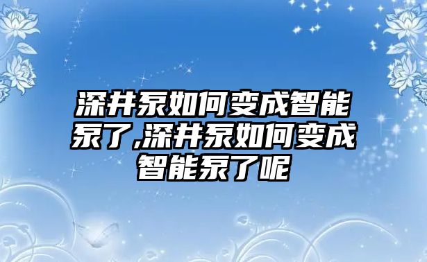 深井泵如何變成智能泵了,深井泵如何變成智能泵了呢