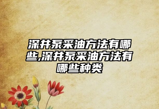 深井泵采油方法有哪些,深井泵采油方法有哪些種類