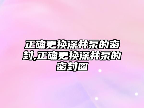 正確更換深井泵的密封,正確更換深井泵的密封圈