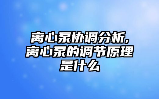 離心泵協(xié)調(diào)分析,離心泵的調(diào)節(jié)原理是什么