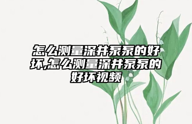 怎么測量深井泵泵的好壞,怎么測量深井泵泵的好壞視頻