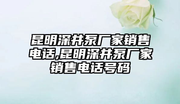 昆明深井泵廠家銷售電話,昆明深井泵廠家銷售電話號碼