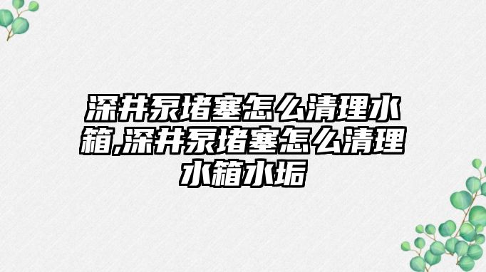 深井泵堵塞怎么清理水箱,深井泵堵塞怎么清理水箱水垢