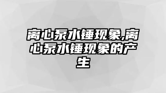 離心泵水錘現(xiàn)象,離心泵水錘現(xiàn)象的產(chǎn)生