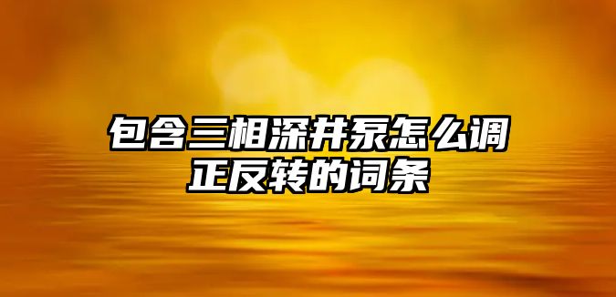 包含三相深井泵怎么調正反轉的詞條