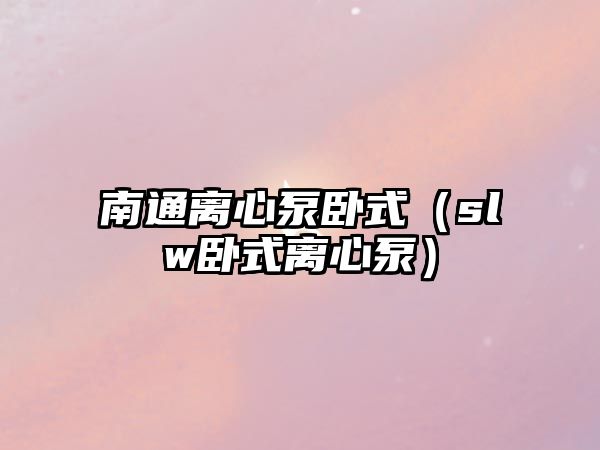 南通離心泵臥式（slw臥式離心泵）