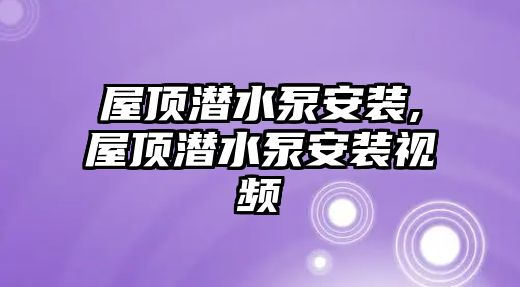 屋頂潛水泵安裝,屋頂潛水泵安裝視頻