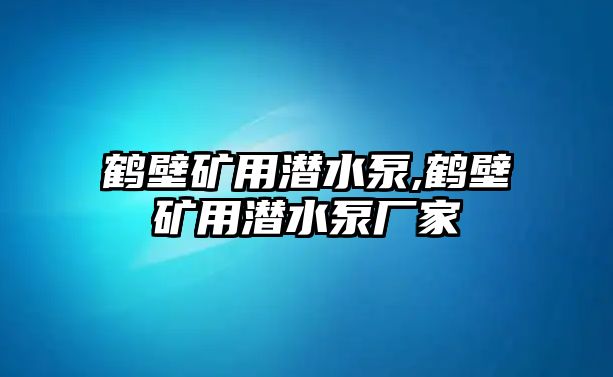 鶴壁礦用潛水泵,鶴壁礦用潛水泵廠家