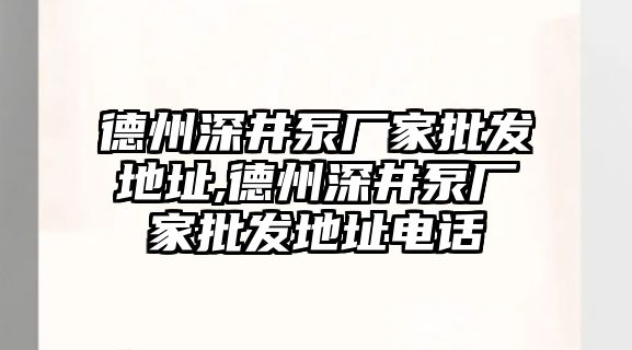 德州深井泵廠家批發地址,德州深井泵廠家批發地址電話