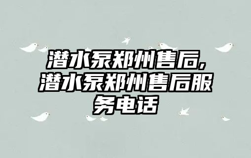 潛水泵鄭州售后,潛水泵鄭州售后服務(wù)電話