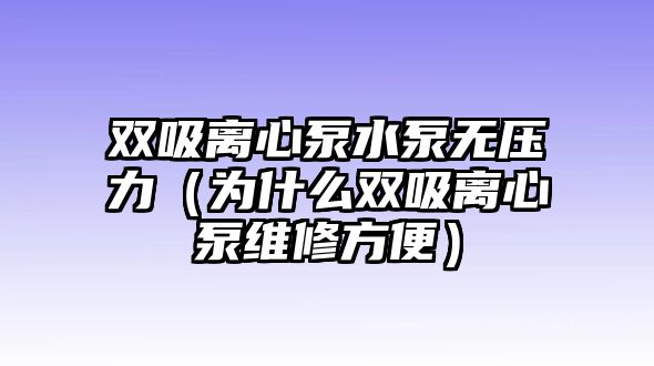 雙吸離心泵水泵無壓力（為什么雙吸離心泵維修方便）