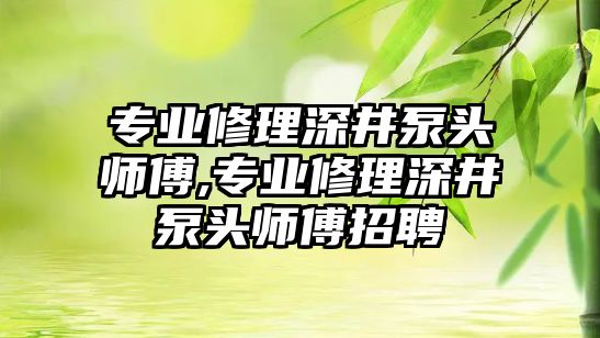 專業修理深井泵頭師傅,專業修理深井泵頭師傅招聘